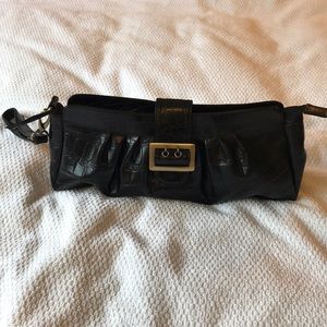 Black leather clutch